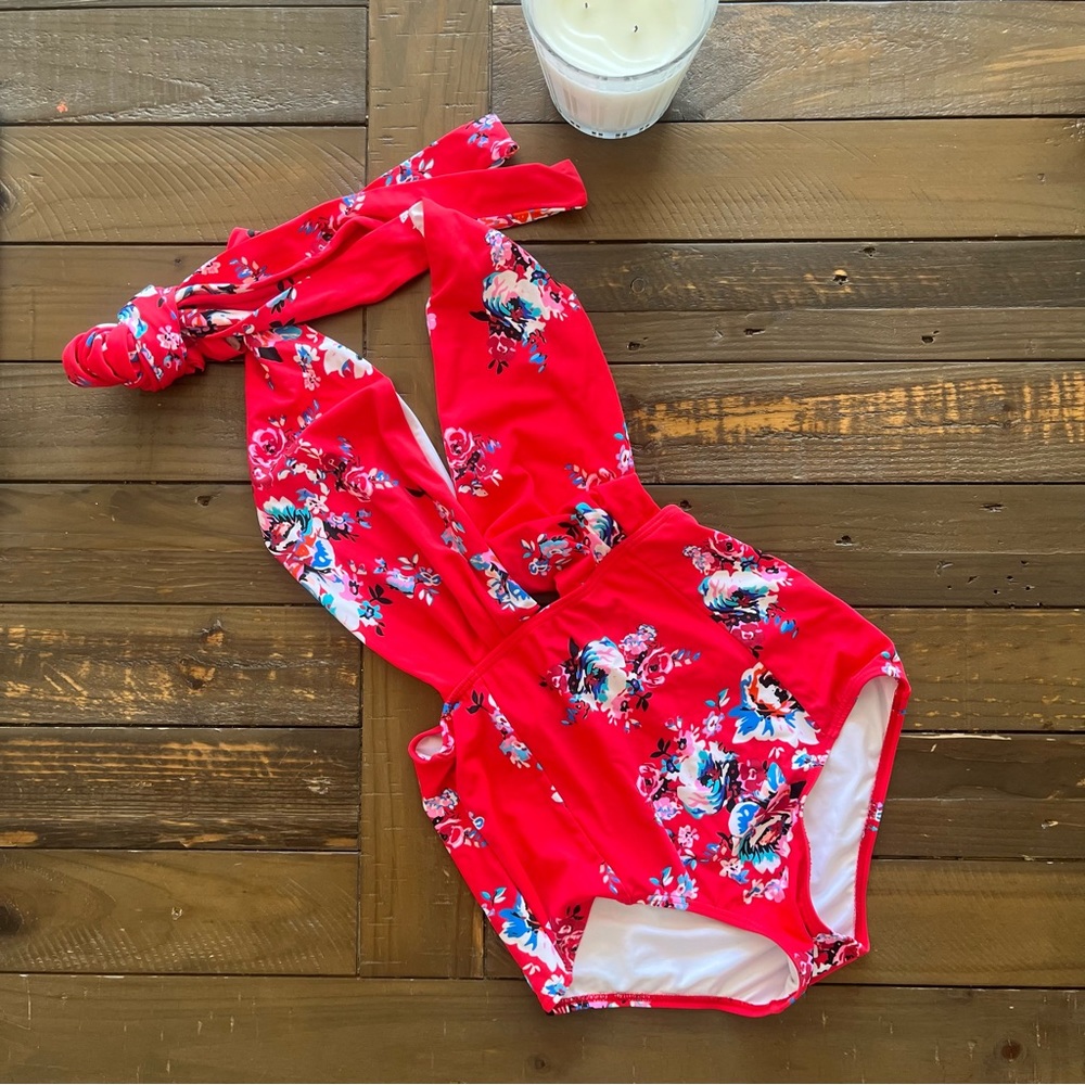 COCOSHIP Retro One Piece Backless Bather Swimsuit High Waisted Pin Up Swimwear